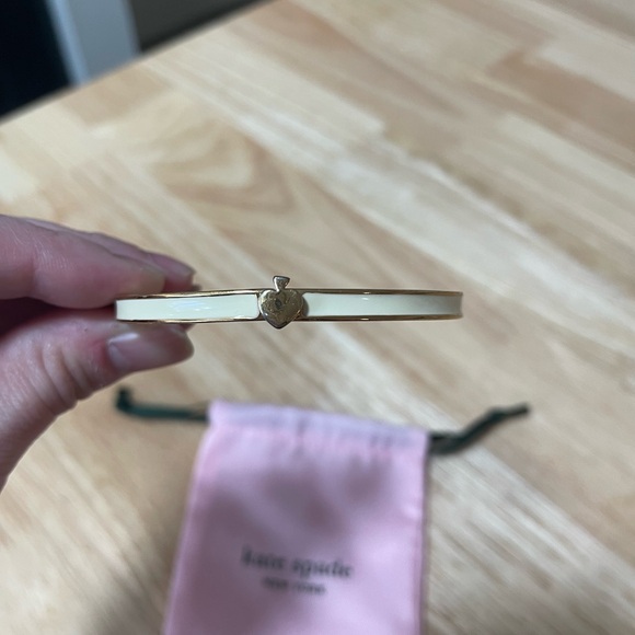 Kate Spade Ivory and Gold Spade Hinged Bangle - Picture 2 of 4